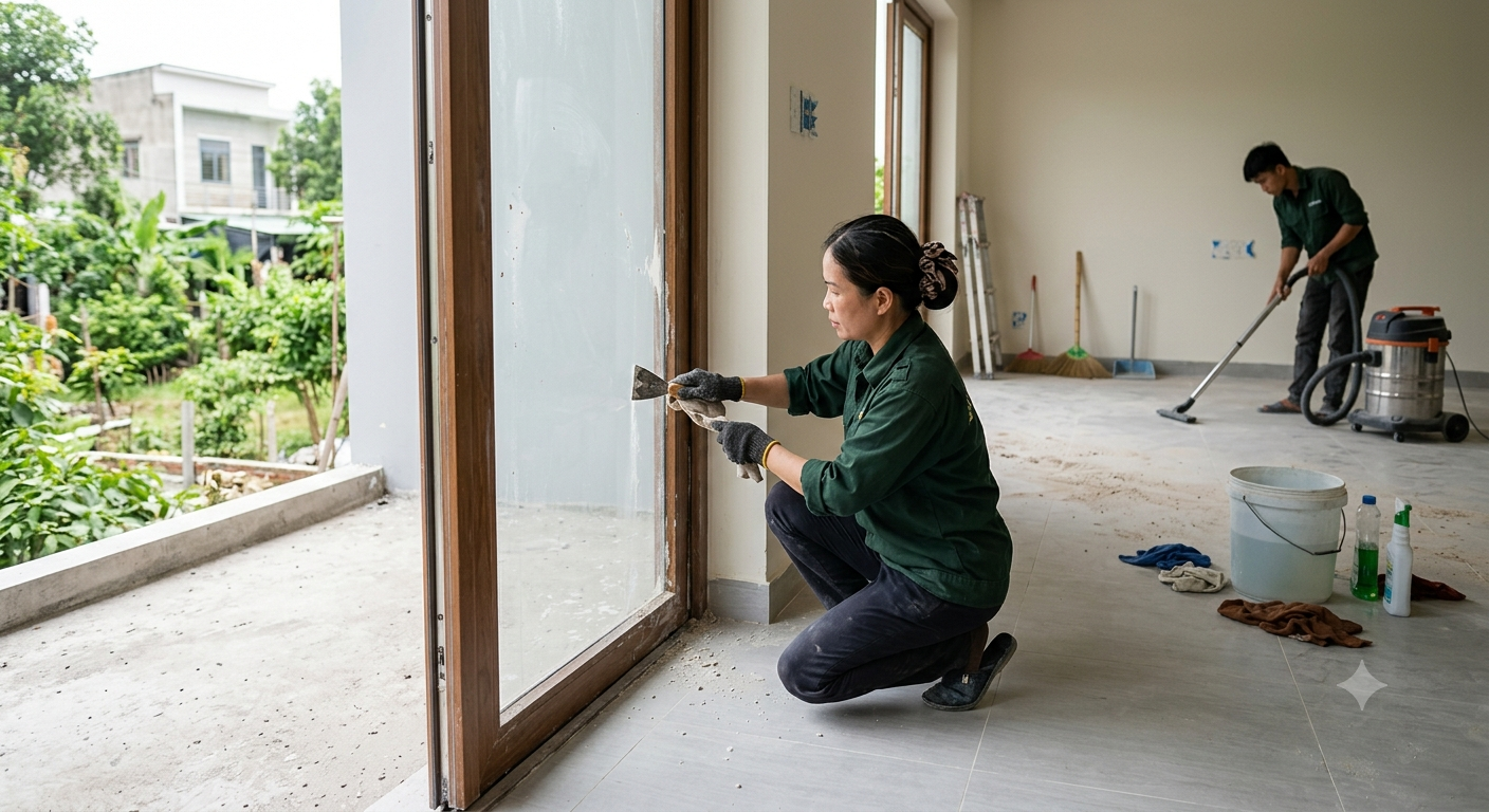 Các hạng mục công việc cốt lõi trong dịch vụ vệ sinh nhà sau xây dựng